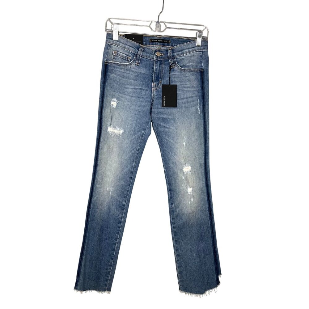Flying Monkey Platinum Ankle Jeans Size 26 Light‎ Distressed Straight Leg NWT